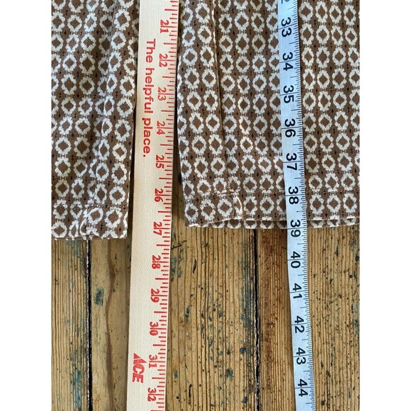 Max Studio London Womens Wide-Leg Geometric Pants L Polyester/Rayon Blend Tan - Picture 8 of 8